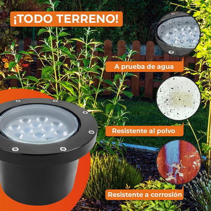Tecnolite - Lámpara de Piso LED Empotrable Ideal Zona Costera 12 W, Luz Suave Cálida, IP65, IK06, LED integrado