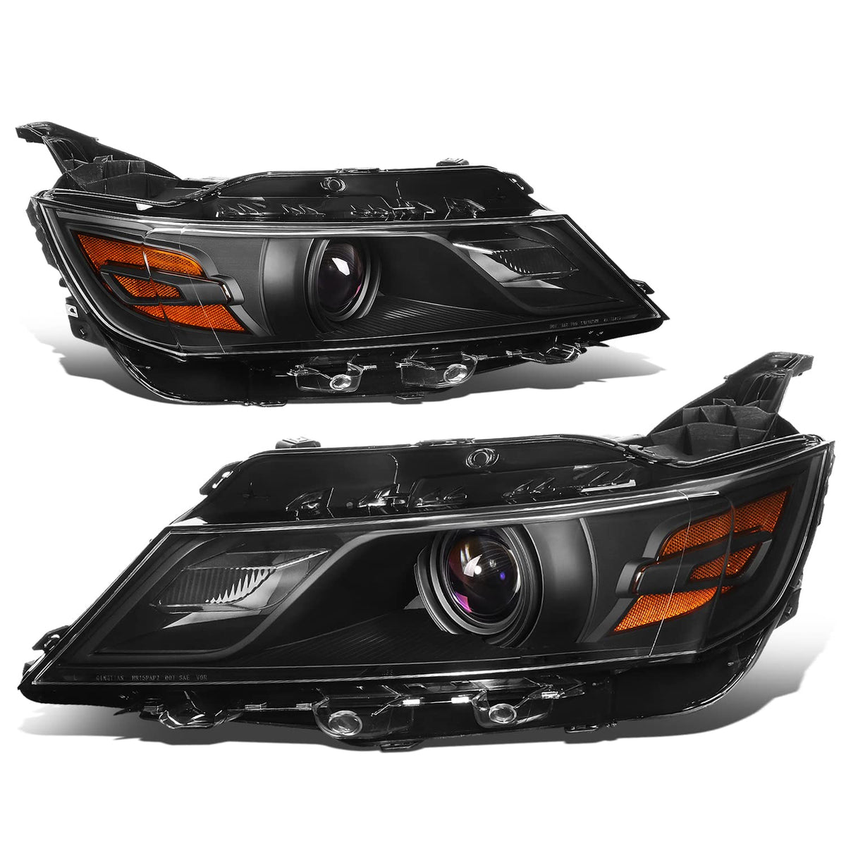 DNA MOTORING Faros Halógenos para Chevy Impala 2015-2019, Carcasa Negra, Reflector Ámbar, HL-OH-CI14-BK-AM