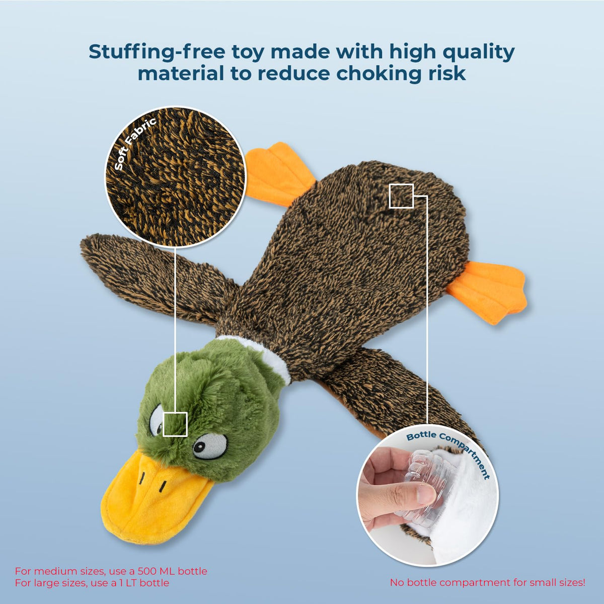 Best Pet Supplies - Juguete Divertido para Perro sin Relleno, 2 en 1, diseño de Pato Salvaje, Grande
