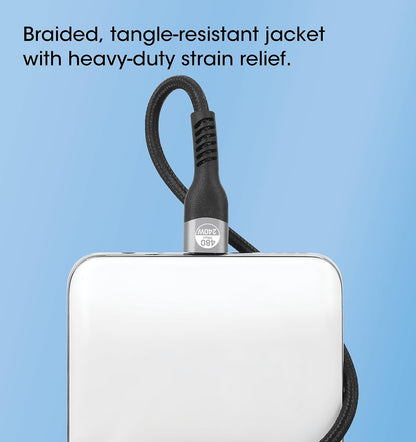 Manhattan Cable USB Tipo C a Tipo C de 2 Metros con Carga de 240 W Trenzado para Portátiles Teléfonos y Tabletas 356367