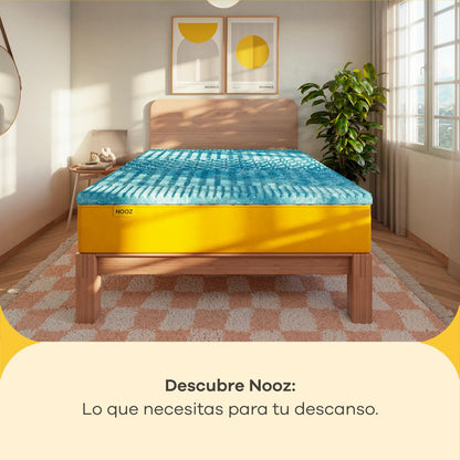 Nooz Cubre Colchón Individual Memory Foam Infusionado con Gel, sobre Colchón Fresco, Colchoneta Espuma Memory Foam 5cm, Suaviza tu Colchon