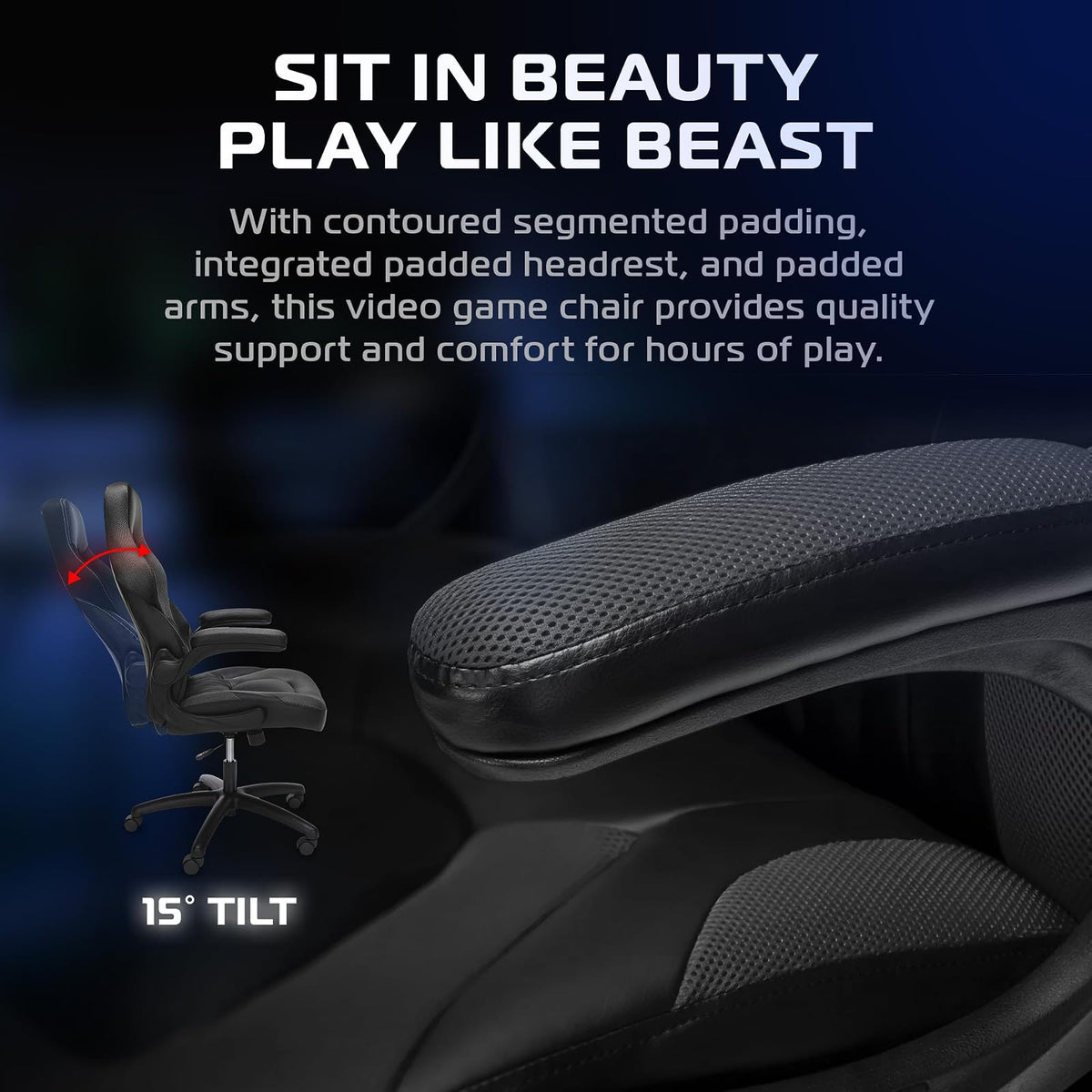RESPAWN 3085 - Silla para Juegos - Silla para Jugadores y Oficina con reposacabezas Integrado, Bloqueo de inclinación e inclinación Ajustable, Color Gris