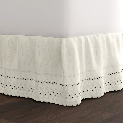 Fresh Ideas - Falda de Cama con Volantes y Ojetes, Caída de 14 Pulgadas - Individual - Bone Ivory