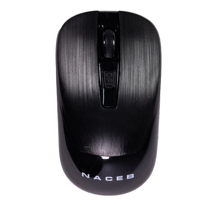 Naceb Technology - Mouse Inalámbrico 2.4 GHz Negro NA-0137N - Diseño Clásico Cómodo y Preciso, para Uso en casa o Trabajo - 2 Pilas AA Incluidas