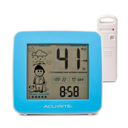 AcuRite Estación meteorológica What-to-Wear con pronóstico, temperatura, reloj despertador y fecha (00777)