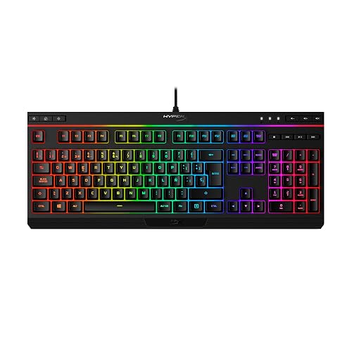 HyperX Alloy Core RGB – Teclado gamer español de membrana – Teclas silenciosas y rápidas con iluminación dinámica RGB, Resistente a derrames, Compatible con Windows 10/8.1/8/7 – Teclas Español Latam