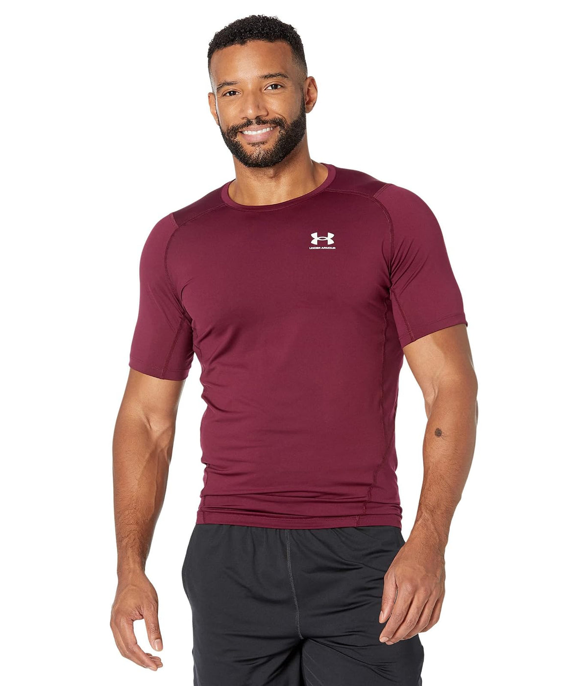 Under Armour HeatGear Camiseta de Compresión para Hombre - Granate (609) - Blanco - XXL Alto