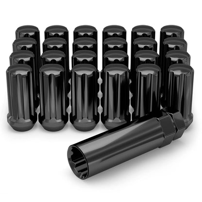 White Knight Tuercas Duplex M14x1.50 Estriadas con Llave, Cromo Negro, Acero al Carbono, Paquete de 24 3809LBK-24AM