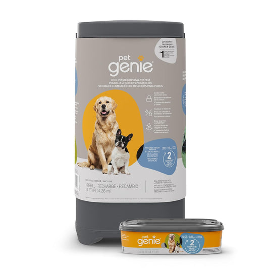 Pet Genie Sistema de desechos para Perros Bote de Basura con Control de olores y Tapa de Bloqueo para una Limpieza fácil | Incluye 1 Recambio