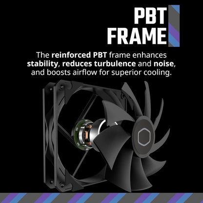 Cooler Master MF120 Lite Funda negra | Enfriador de líquidos | Ventilador de enfriador de aire, ventilador de 120 mm, PWM dinámico 1.750 RPM, cuchillas de equilibrio de aire, híbrido | Marco PBT