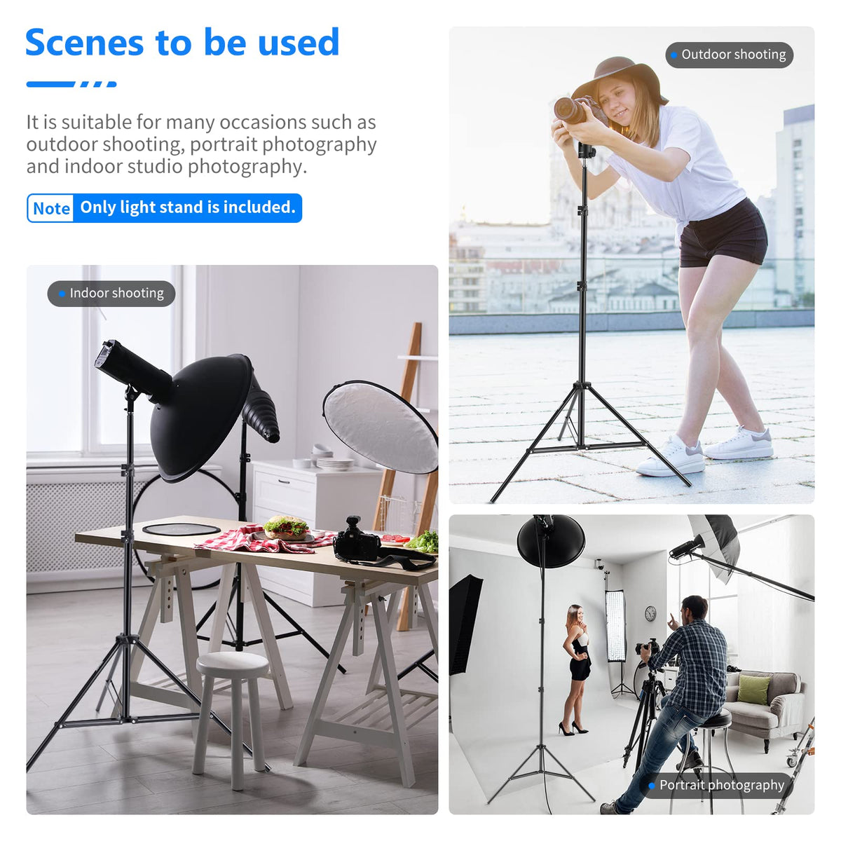 NEEWER 6.23ft/190cm Aluminio Light Trípodes (2 Paquete) | Para Kits de Estudio, Fotografía Lights, Softboxes, Negro