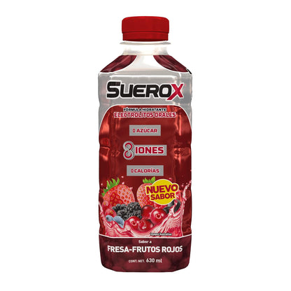 12 Pack de Suerox, FRESA-FRUTOS ROJOS, nuevo sabor, deliciosa hidratación saludable botellas con 630 ml + 12 Pack de, deliciosa hidratación saludable, UVA, botellas con 630 ml