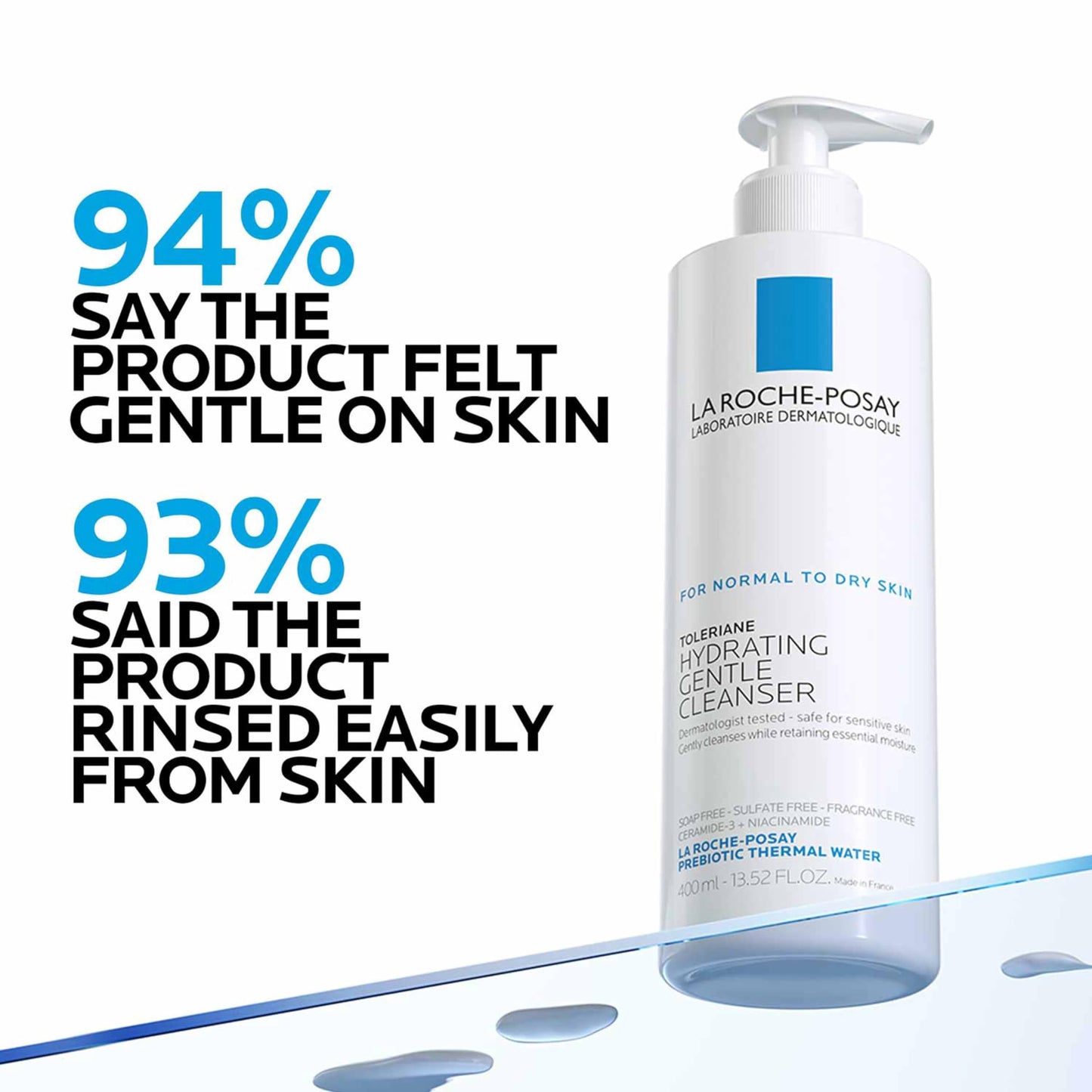 La Roche-Posay Toleriane Hydrating Gentle Face Wash Cleanser for Normal to Dry Sensitive Skin, 13.5 fl. oz., 0.9625 pounds, 400 mililitro, 1