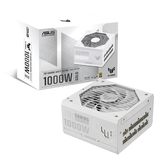 ASUS TUF Gaming 1000 W Gold White Edition (1000 W, Fuente de alimentación Totalmente Modular, 80+ Gold Certificed, componentes de Grado Militar, Doble rodamiento de Bolas, Ventilador de tecnología