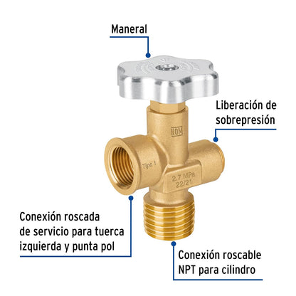 Foset VGC-560, Válvula para cilindros de gas LP hasta 45 kg