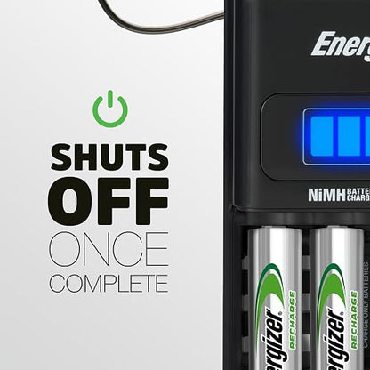 Energizer Recharge Universal Charger charges 8 AA/AAA, 4 C/D or 1 9V NiMH Batteries