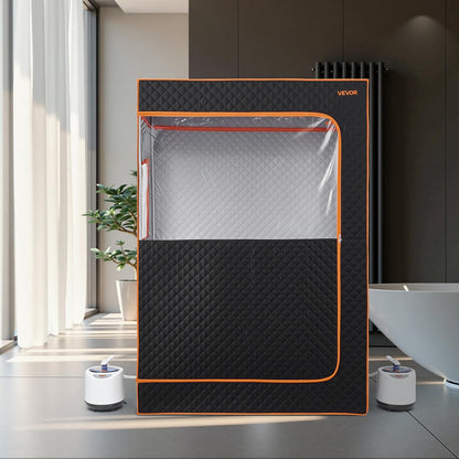 VEVOR Sauna de vapor portátil mejorada para el hogar, tienda de spa de cuerpo completo para 2 personas con vaporizador, 2 sillas plegables, control remoto y 2 cajas de aceites esenciales