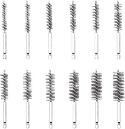 Neiko 00325A Industrial Wire Hex Shank Brush Set, 38 Piece| 1/4" Hex