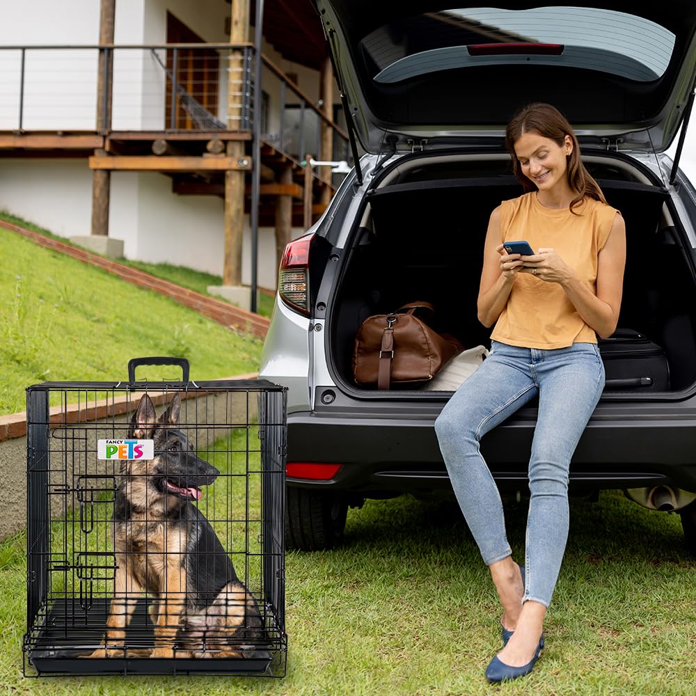 Fancy Pets Jaula Metálica Plegable GDE para Perros, 76.5 x 47 x 55 cm, con 1 Puerta y Bandeja Extraíble