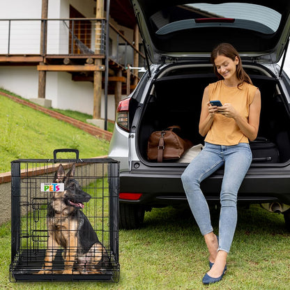 Fancy Pets Jaula Metálica Plegable GDE para Perros, 76.5 x 47 x 55 cm, con 1 Puerta y Bandeja Extraíble