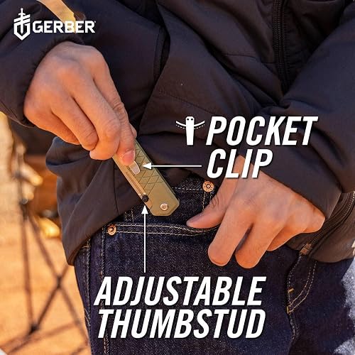 Gerber Gear Zilch Pocket Knife - 3.1" Plain Edge Blade Folding Knife - EDC Gear and Equipment - Lichen Green