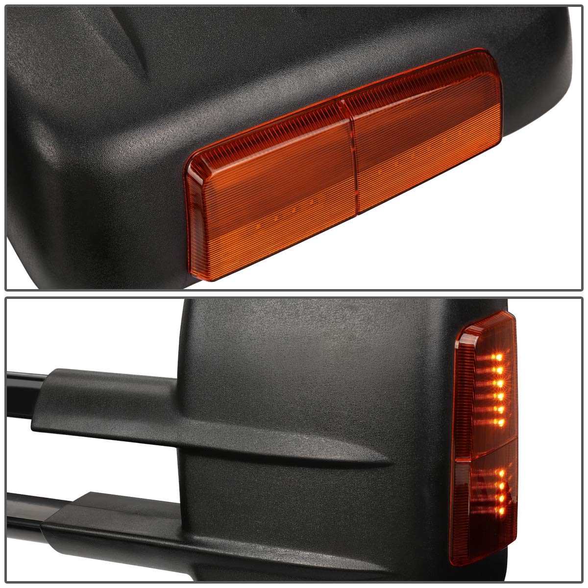DNA Motoring Par de Espejos Laterales de Remolque Calefaccionados con Señal de Giro para Silverado/Suburban/Sierra/Yukon 03-06, Negro/Ámbar, TWM-001-T888-BK-AM