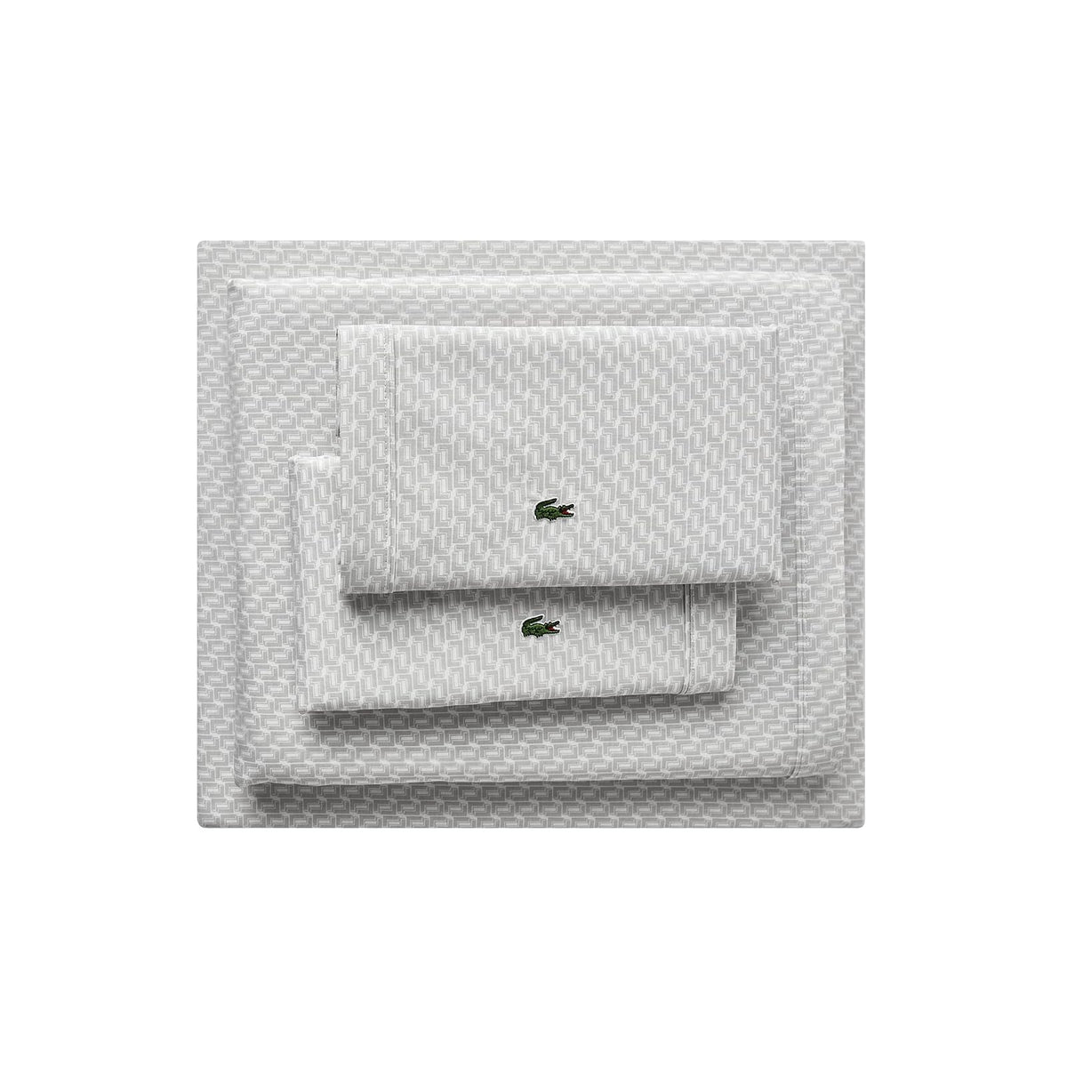 Lacoste Racquets Juego de Sábanas de Percal de Algodón, 4 Piezas - Queen - Gris