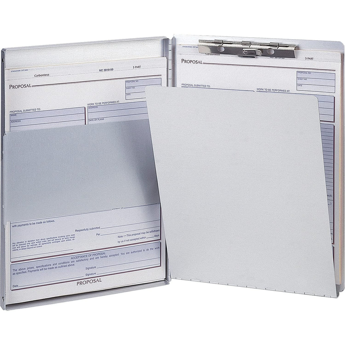 Officemate 83203 Side-Loading Aluminum Forms Holder, 8.5 x 12 inch, Metallic Silver