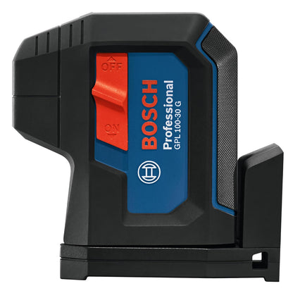 Bosch GPL100-30G Láser de Alineación Autonivelante Verde | Incluye 2 baterías AA, soporte multiuso integrado, estuche de transporte duro, precisión +/-1/8 pulgadas a 30 pies