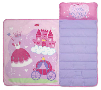 Baby Boom Funhouse Little Princess Kids - Juego de colchoneta para siesta con almohada y manta de forro polar, ideal para niñas que duermen durante la guardería, preescolar o jardín de infancia, se adapta a niños pequeños y niños pequeños, color rosa