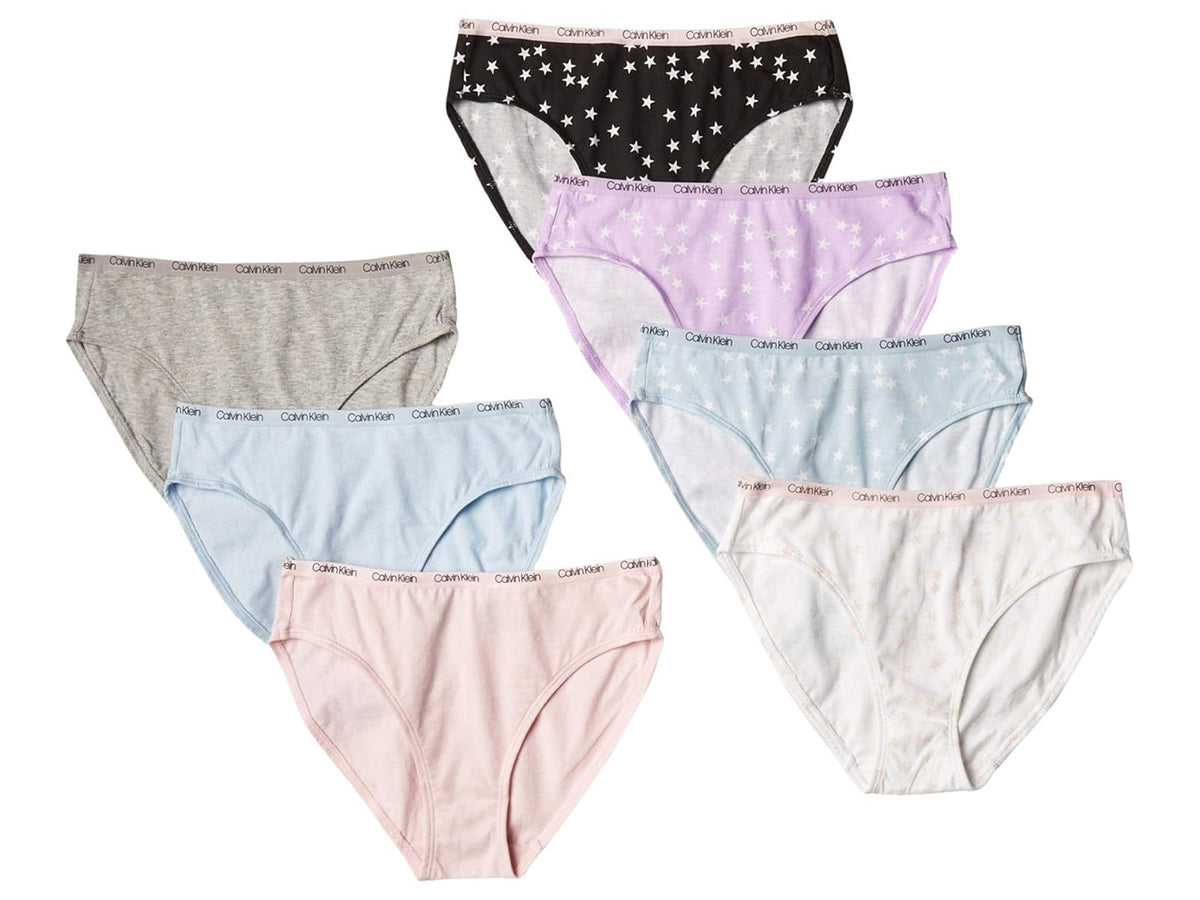 Calvin Klein Bragas de Bikini de algodón para Ropa Interior, Paquete de 7 Bikini Estilo Ropa interiorNiñas