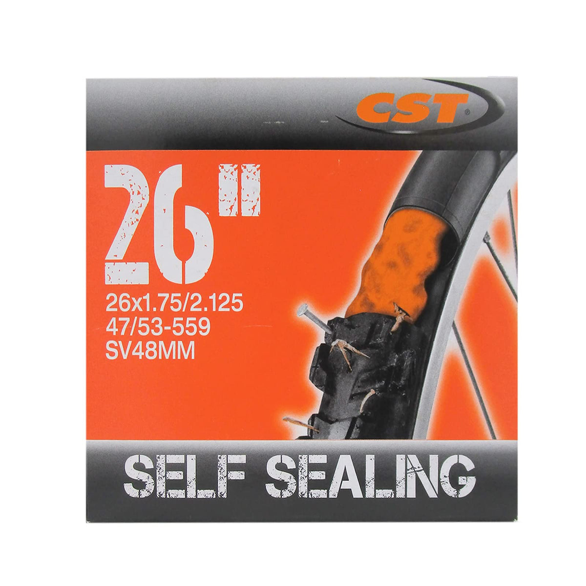 Cámara CST 26x1.75-2.125 ‍ | MTB Montaña | Válvula Presta 48mm | con Sellador Antipinchazos | Resistente y Fácil de Instalar