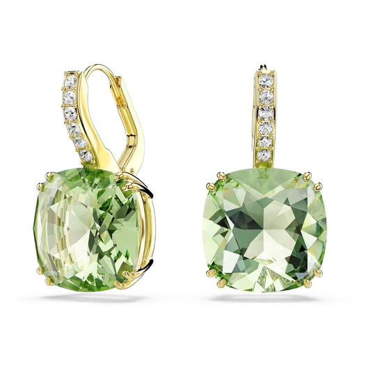 Pendientes Millenia, Talla cojin, Verdes, Acabado en oro de 18 quilates