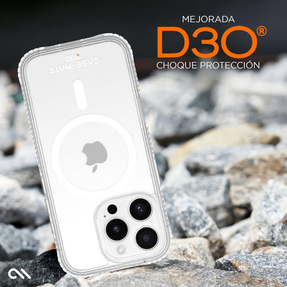Case-Mate Funda magnética de D3O para iPhone 16 Pro Compatible con MagSafe, Resistente a Prueba de Golpes con protección contra caídas de 16 pies - Transparente