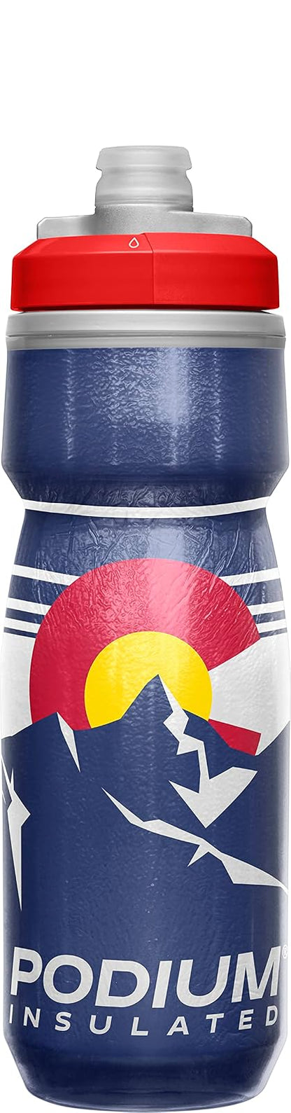 CamelBak Podium Chill Bike - Botella de agua aislada para apretar, colorado, 21 onzas