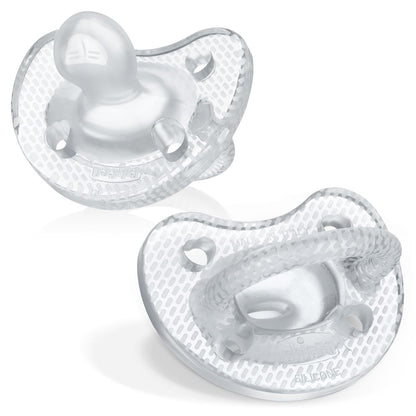 Chicco PhysioForma® - Chupón de silicona de lujo de una pieza para bebés de 6 a 16 m | Escudo texturizado de moda, sin BPA y látex, estuche esterilizante reutilizable, vidrio, 2 unidades
