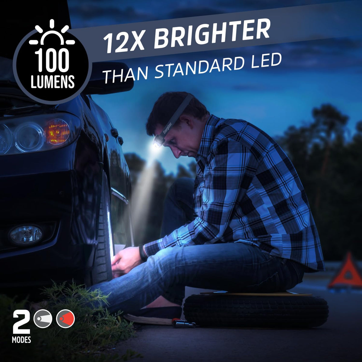 Energizer Universal+ - Faros delanteros LED (2 unidades), IPX4 resistentes al agua, luz de cabeza brillante para exteriores, camping, correr, tormenta, luz LED de supervivencia para emergencias