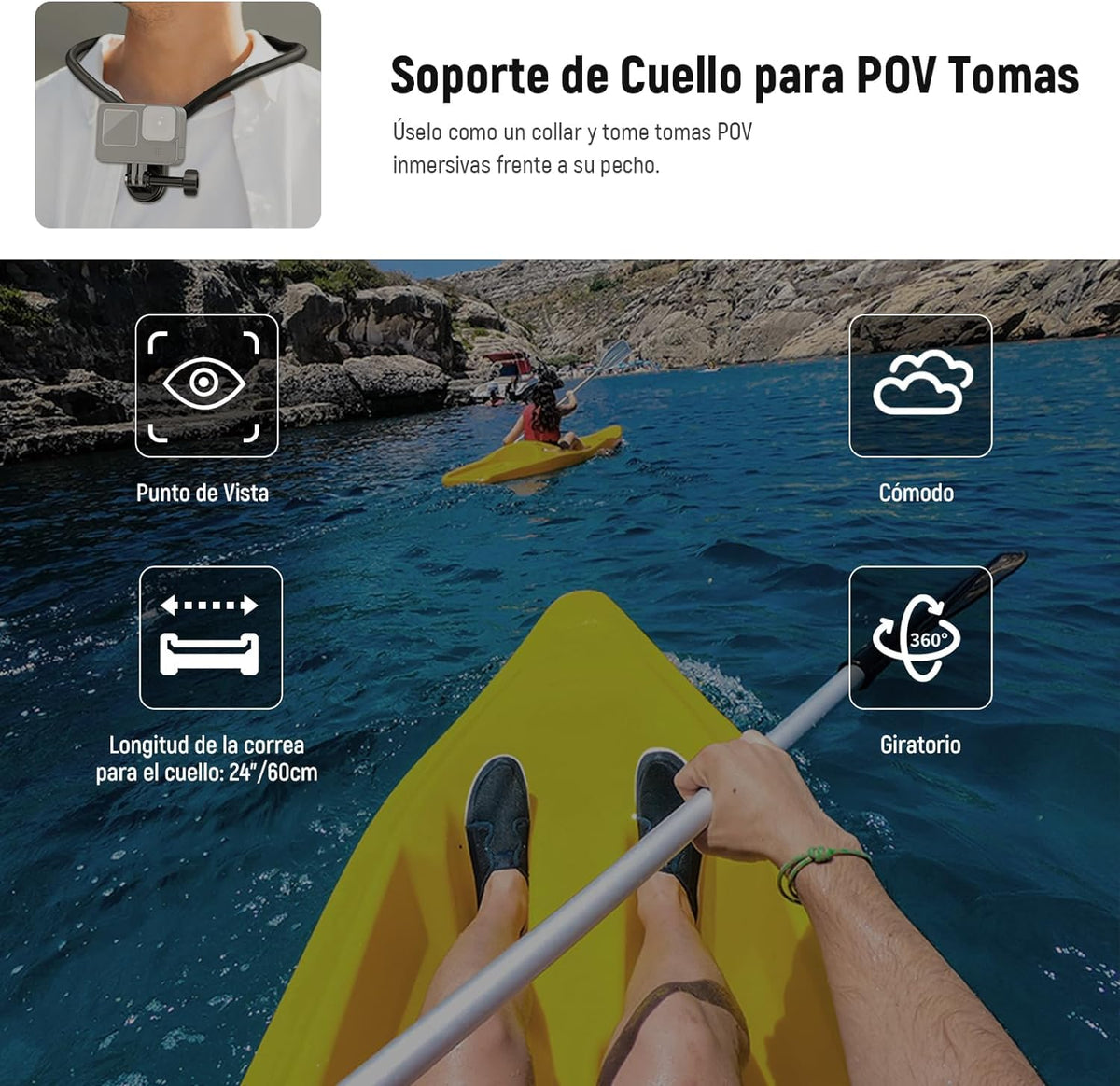 NEEWER Soporte Magnético para Cuello Cámaras Acción & Móvil, GP15 | Compatible con GoPro DJI Insta360 iPhone Samsung; Liberación Rápida; Adaptador Flexible Cámaras Acción POV & Soporte Móvil