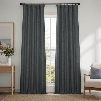 Half Price Drapes Cortina de Lino Sintético para Oscurecer - 127An x 274.3Al cm (1 Paneles) - Grava oscura
