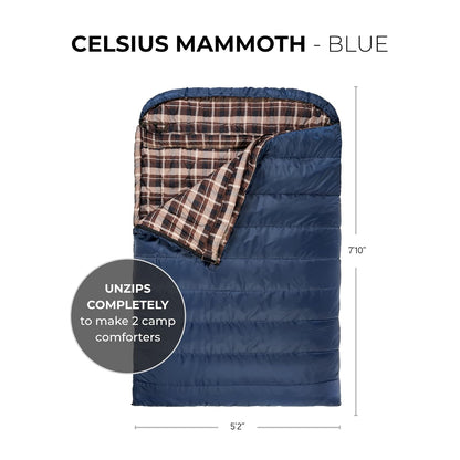 Teton Sports Mammoth, Bolsa de Dormir para Dos, se Incluye un Saco para Guardar Gratis