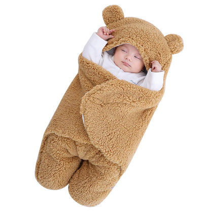 Manta de Felpa para bebé recién Nacido, Manta de recepción Suave con Capucha, Saco de Dormir para niñas de 0 a 6 Meses, Color Caqui
