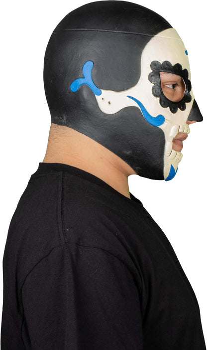 REV Máscara De Luchador Mexicano Dulce Muerte Para Adulto, Diseño Calavera Enmascarado De Lucha Libre, Ideal Para Halloween, Eventos Deportivos, Cosplay, Porras Y Partidos