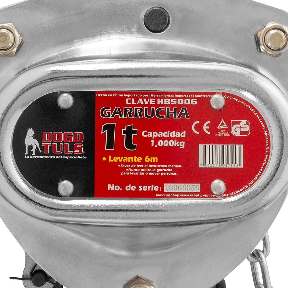 Dogotuls HB5006 Garrucha cromada 1Ton con cadena de 6m 4:1