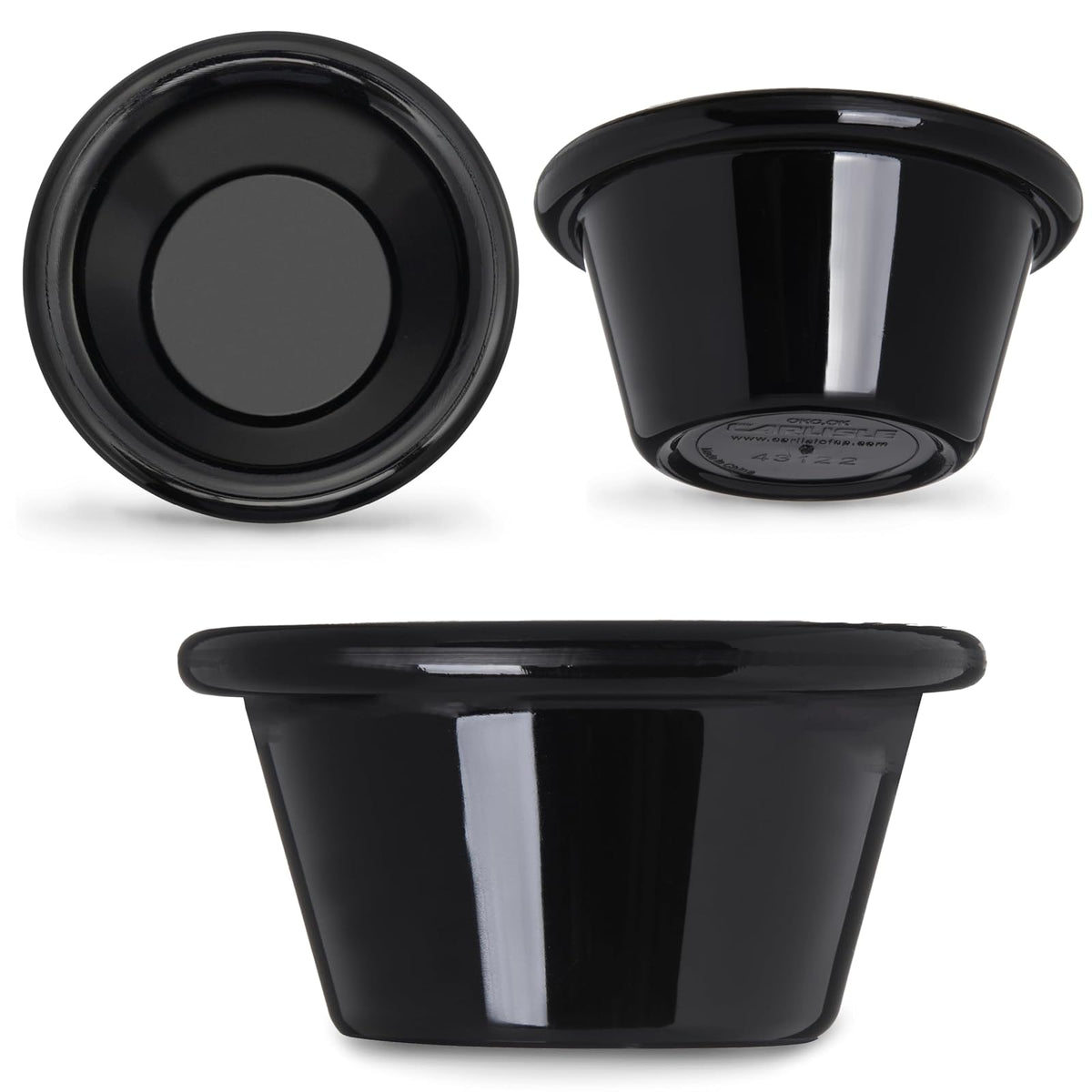 Carlisle 4312203 negro 2 onzas. Suave Ramekin (caja de 48)