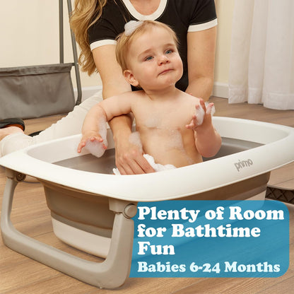 Primo SquishSplash - Baño plegable para bebé y soporte plegable con cojín ergonómico para bebé para recién nacidos y niños pequeños, estación de baño completa, diseño compacto que ahorra espacio,