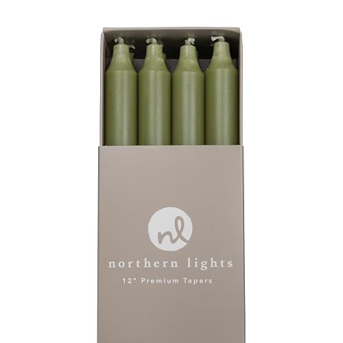 Northern Lights Candles Nlc Premium Tapers 12 Piezas Verde Musgo 12 Pulgadas