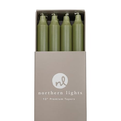 Northern Lights Candles Nlc Premium Tapers 12 Piezas Verde Musgo 12 Pulgadas