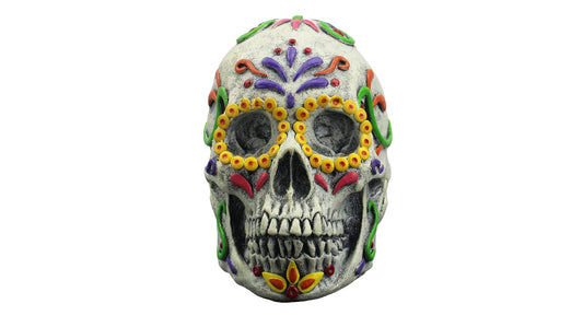 Skull Catrina Prop, Artículo Decorativo Catrin Mexicano, Adorno para Decoración de Craneo Colorido Ideal para Halloween y Día de Muertos