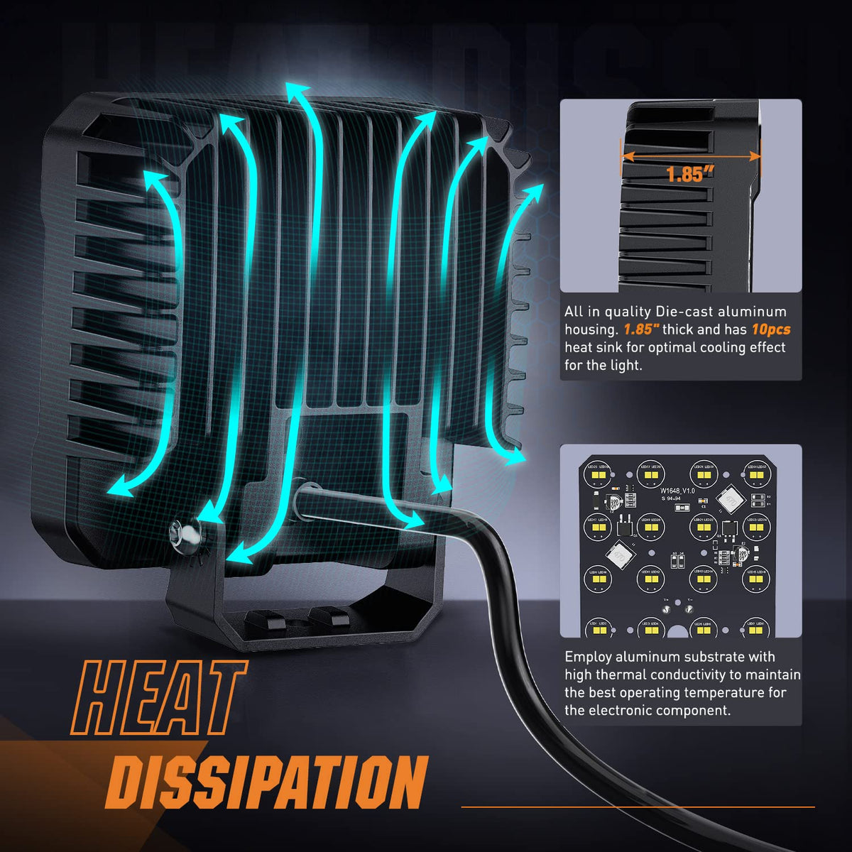 Nilight - Cápsulas LED de 4.4 pulgadas, 2 luces de trabajo de 48 W 4780 lm, ángulo de haz de inundación EMC integrado de 90 ° para luces todoterreno, luz lateral de respaldo trasera para tractor, camión, barco, ATV, UTV, 5 años de garantía