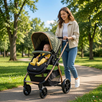PRINSEL | Carriola y Autoasiento para Bebé | Carreola y Sistemas de Viaje/Paseo | Prima LX | Verde | De 0 Meses a 3 Años, Hasta 18 kg, Asiento Reversible, Con Portabebé, Respaldo Ajustable | Artículos para Bebés - Recién Nacido